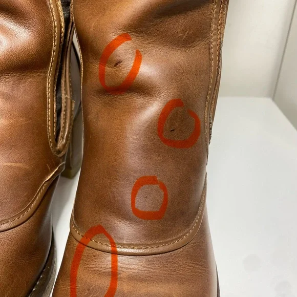 Fly London| Brown Leather Heeled Round Toe Boots With Zippers - Picture 14 of 17